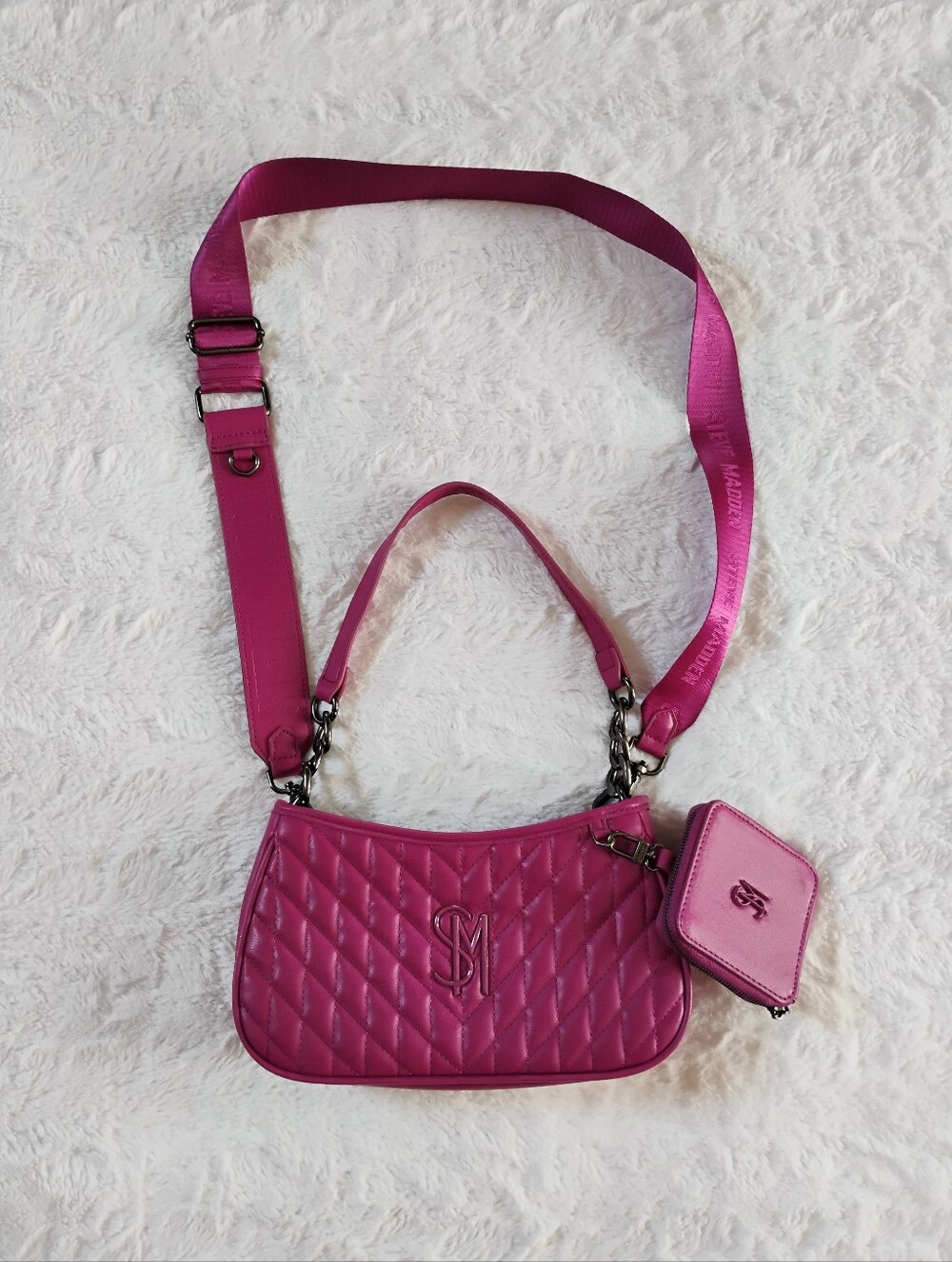 Steve Madden Fuschia Quilted Crossbody Purse